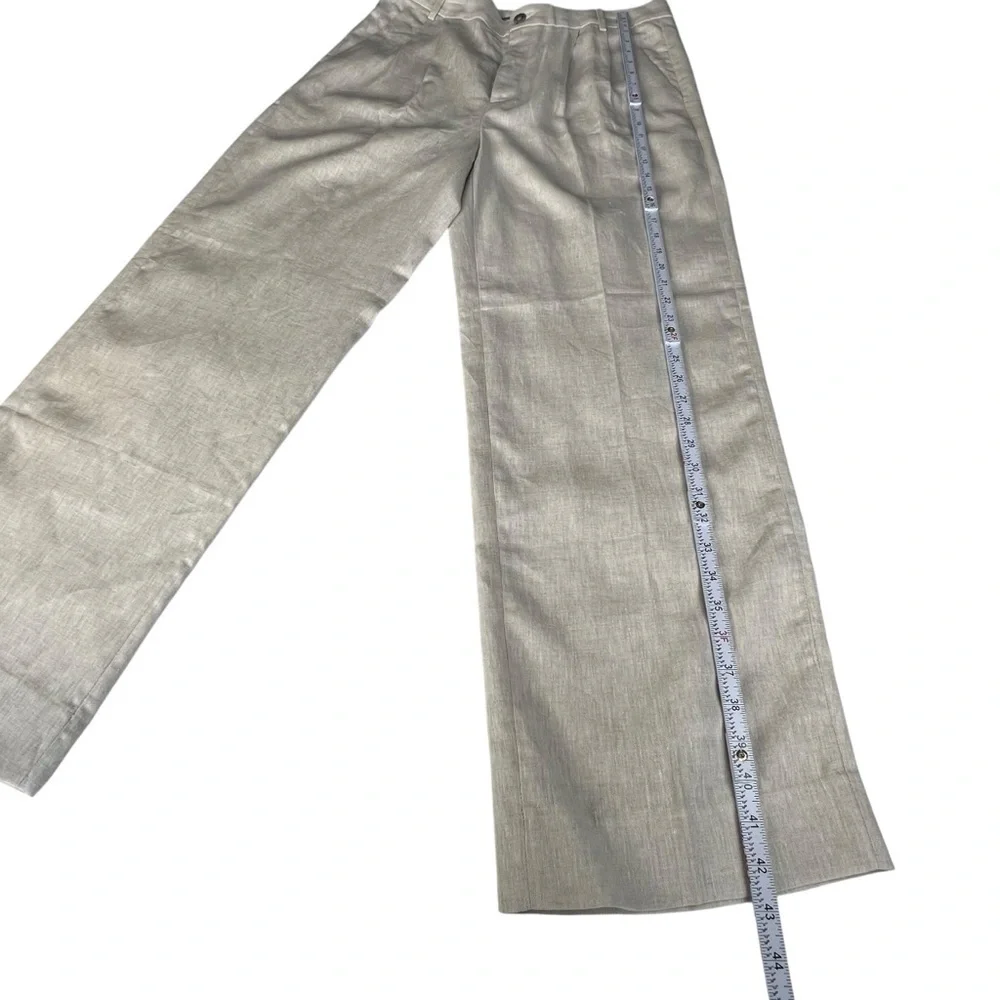 Banana Republic High Rise Palma Straight Leg Linen Pant Size 12 in Natural Color